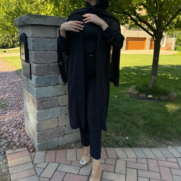 Studded Black Formal Events Wedding Women's Ankle Pant Set with Belt - Picture 2 of 4